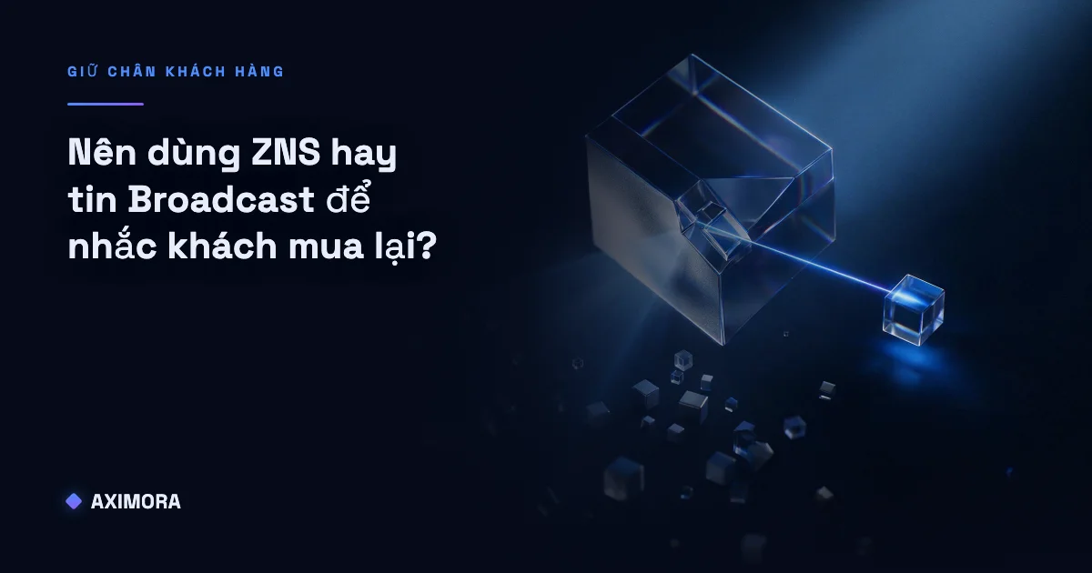 Sơ đồ quyết định nên dùng ZNS hay tin Broadcast để nhắc khách mua lại, kèm chi phí thật của từng loại tin