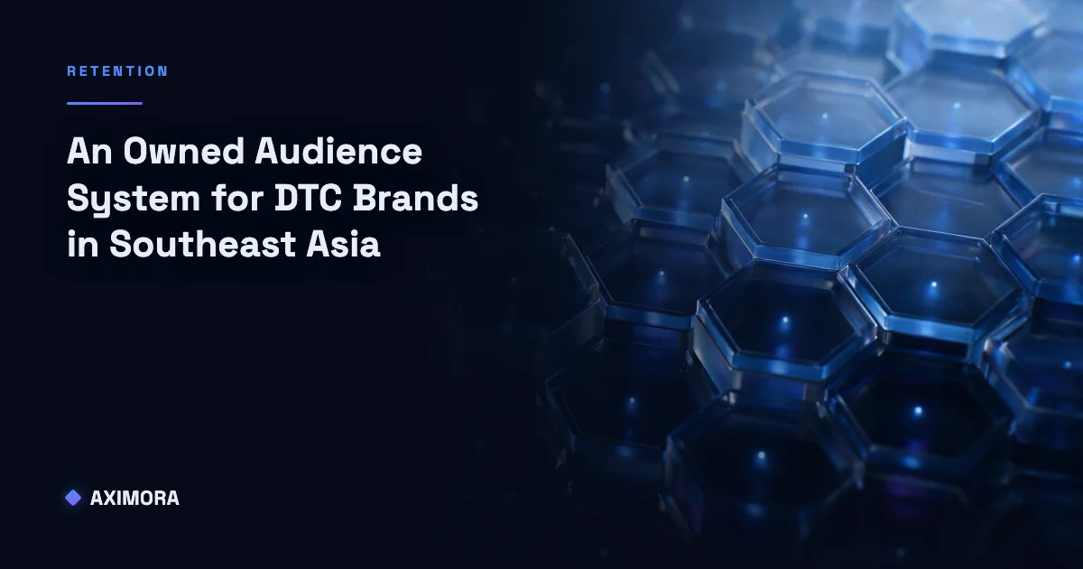 A diagram of an owned audience system for DTC brands in Southeast Asia, showing a chat conversation on Zalo, Messenger or WhatsApp turning into a record the business owns and can still reach later.