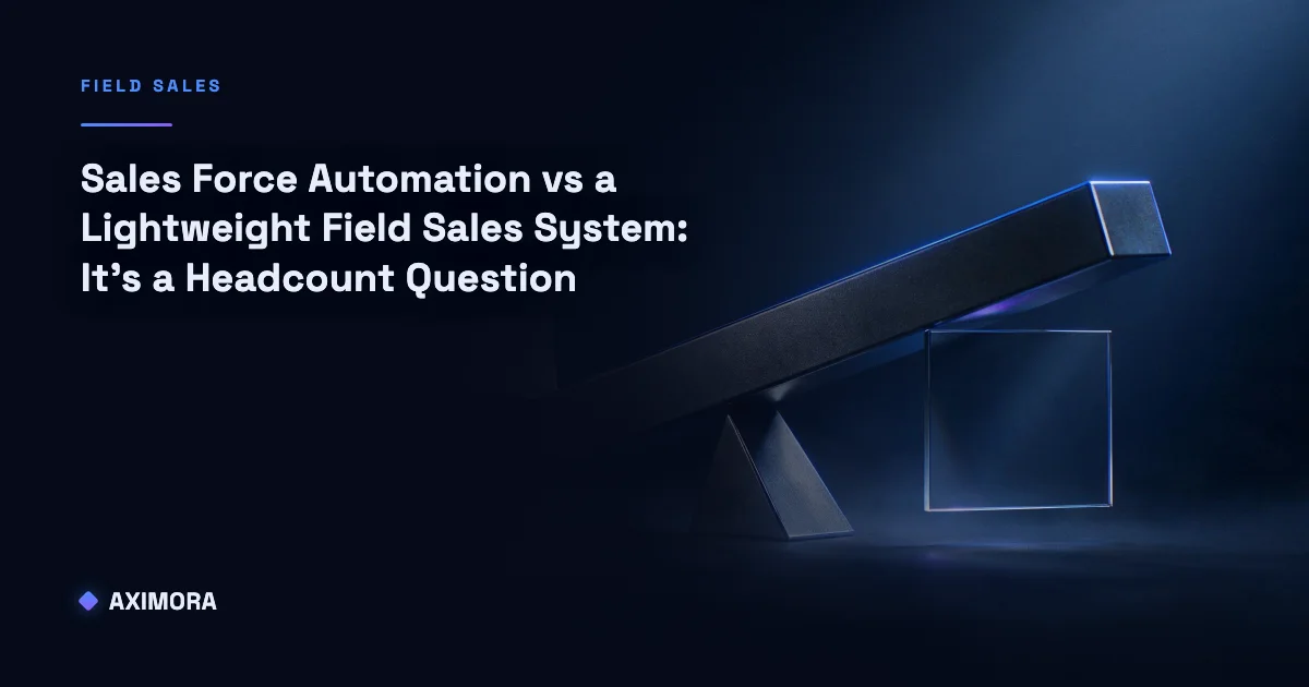 A decision diagram comparing sales force automation vs a lightweight field sales system based on how many reps a distribution team is running and who still holds the full picture in their head.