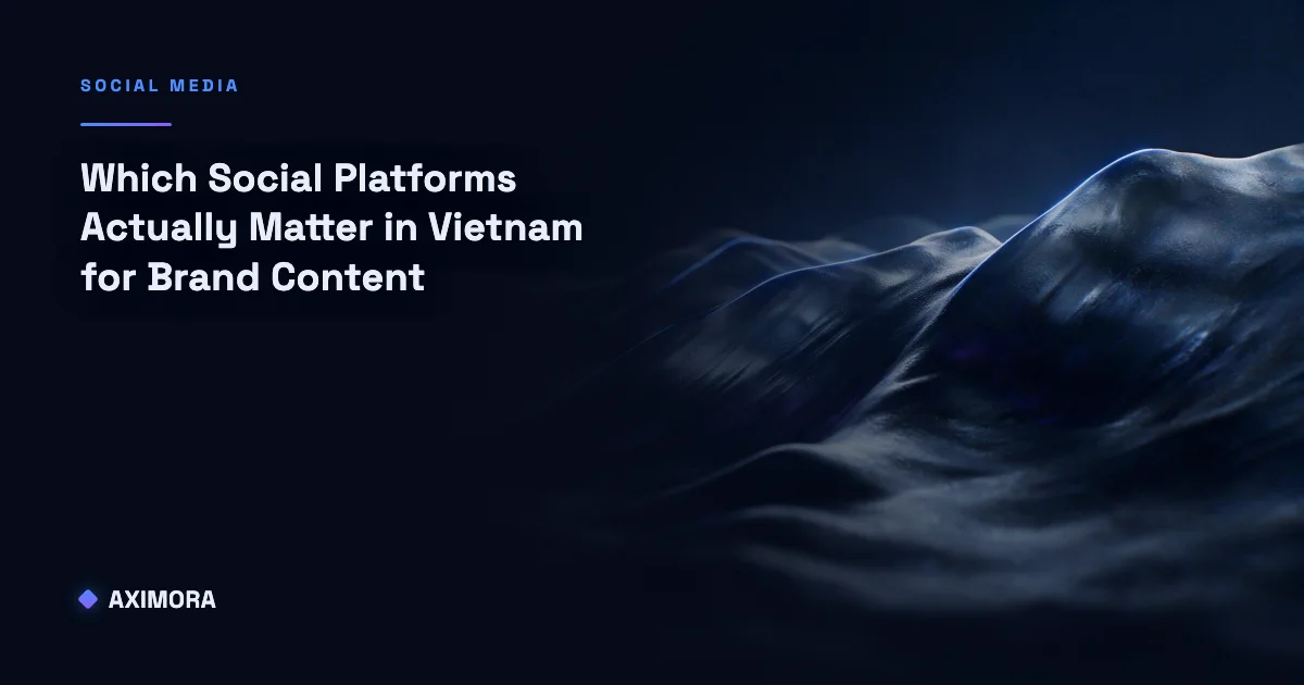 A comparison chart answering which social platforms actually matter in Vietnam for brand content, mapping TikTok, Facebook, Zalo, Messenger and WhatsApp by role instead of by user count.